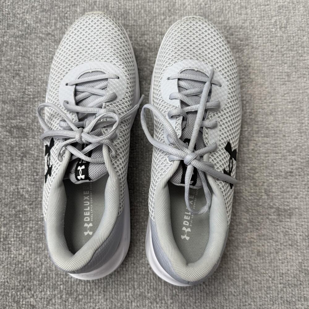 Under Armour Charged Shoes Womens Size 10.5 Gray Mesh Running Gym 3024889-101 - Picture 5 of 12